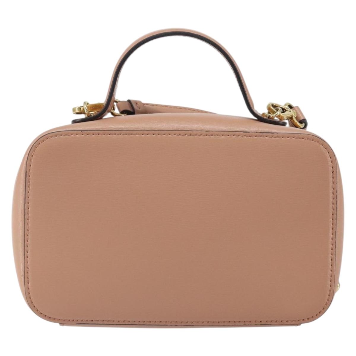 Salvatore Ferragamo Vala Hand Bag Leather 2way Pink Gold Auth 161059