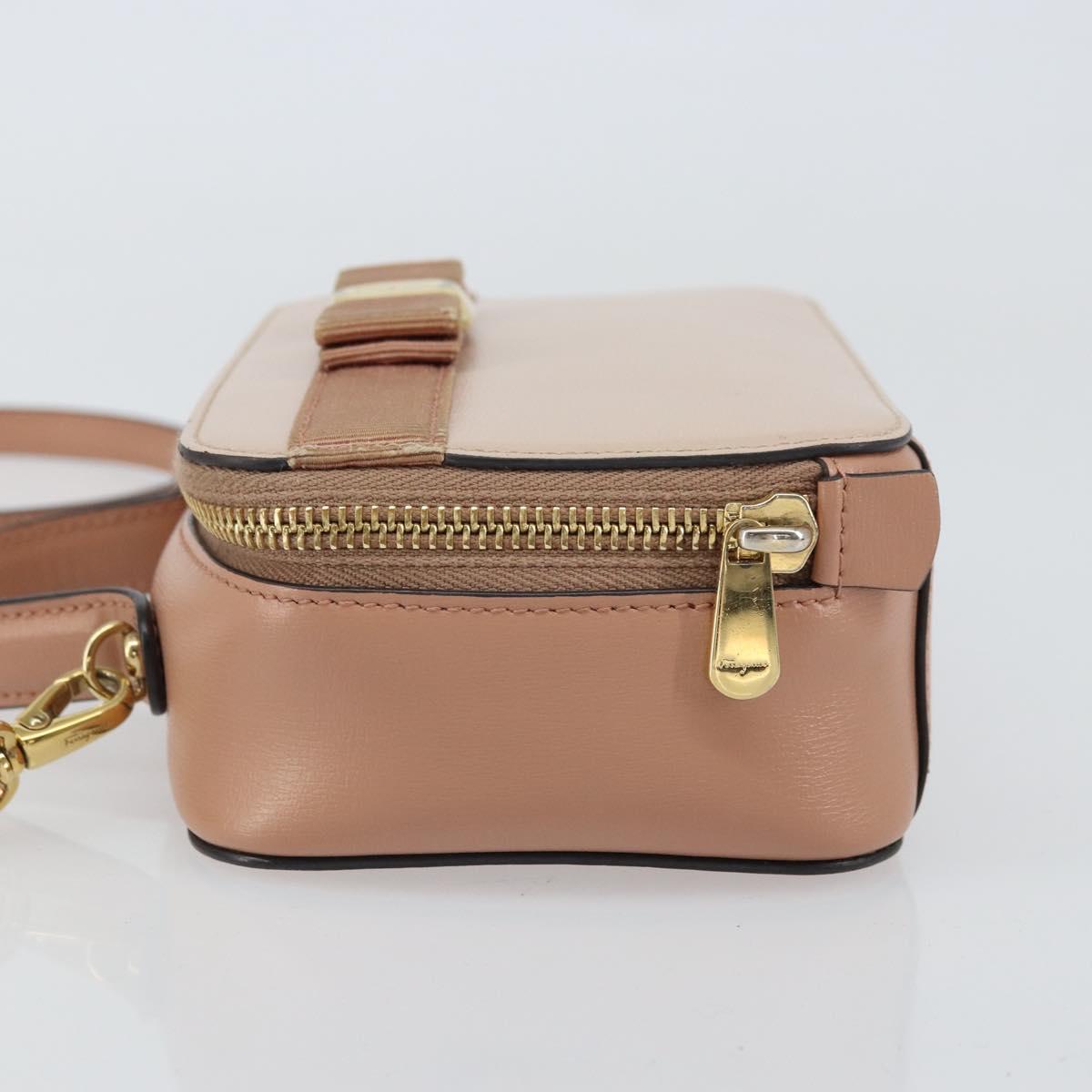 Salvatore Ferragamo Vala Hand Bag Leather 2way Pink Gold Auth 161059