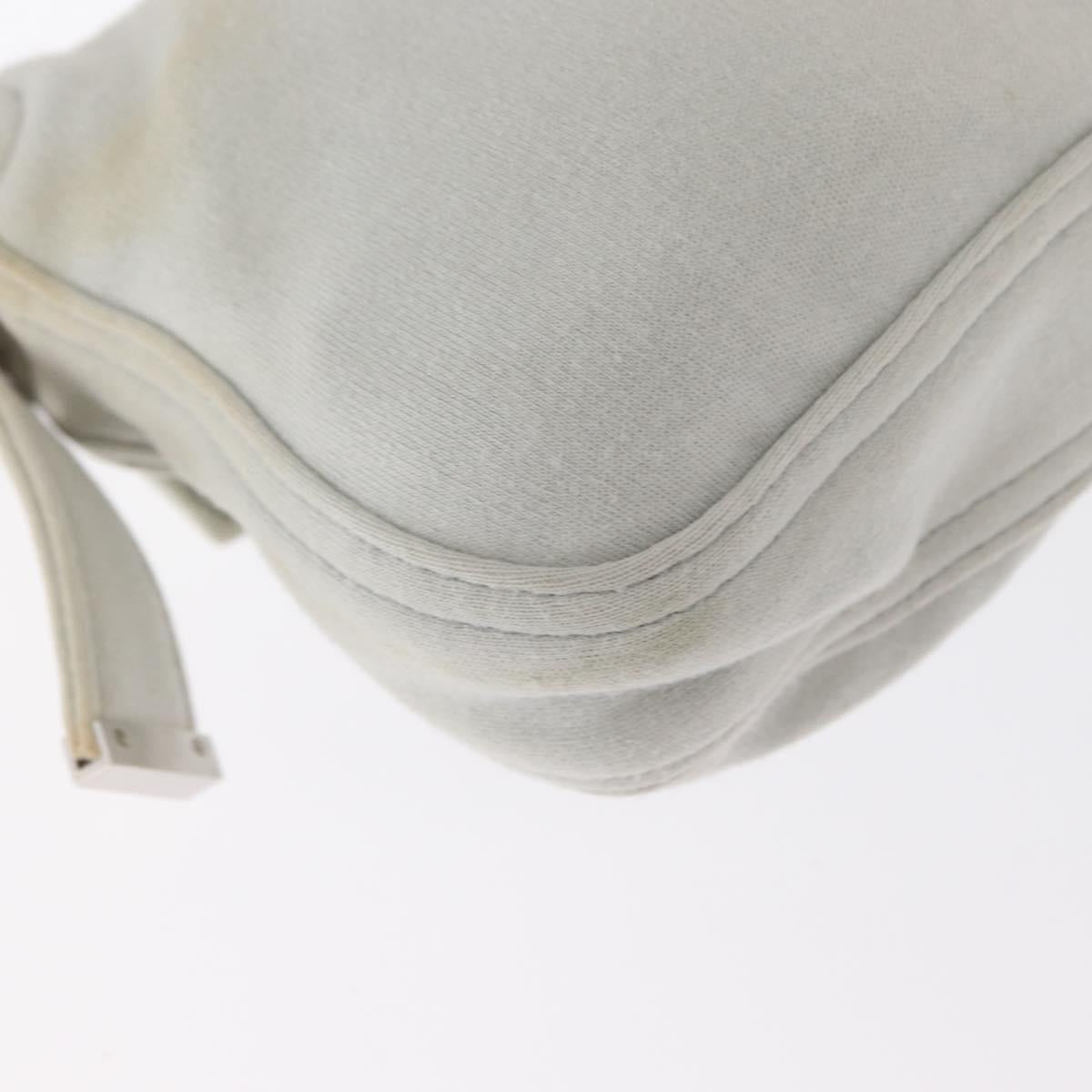 FENDI Mamma Baguette Hand Bag cotton Gray Silver Auth 161060