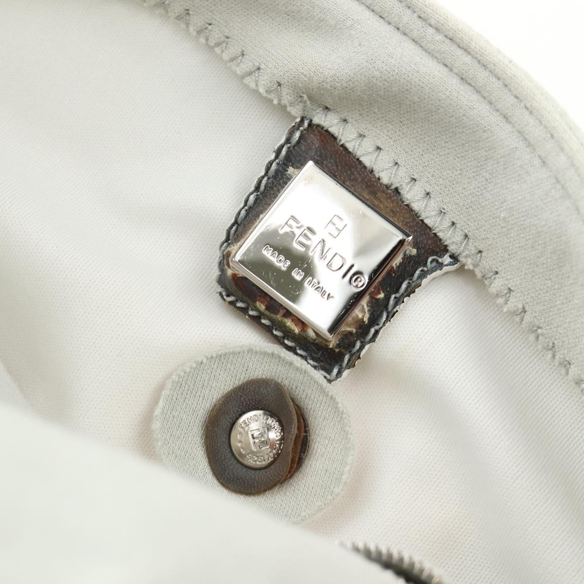 FENDI Mamma Baguette Hand Bag cotton Gray Silver Auth 161060