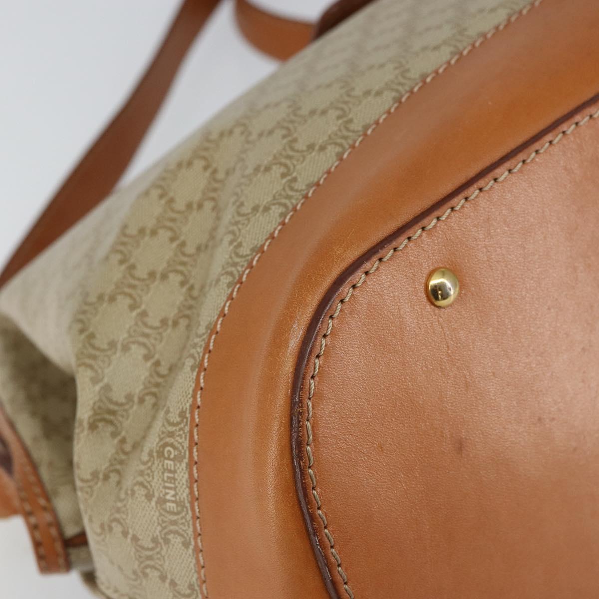 CELINE Macadam Canvas Hand Bag PVC 2way Beige Gold Auth 161061