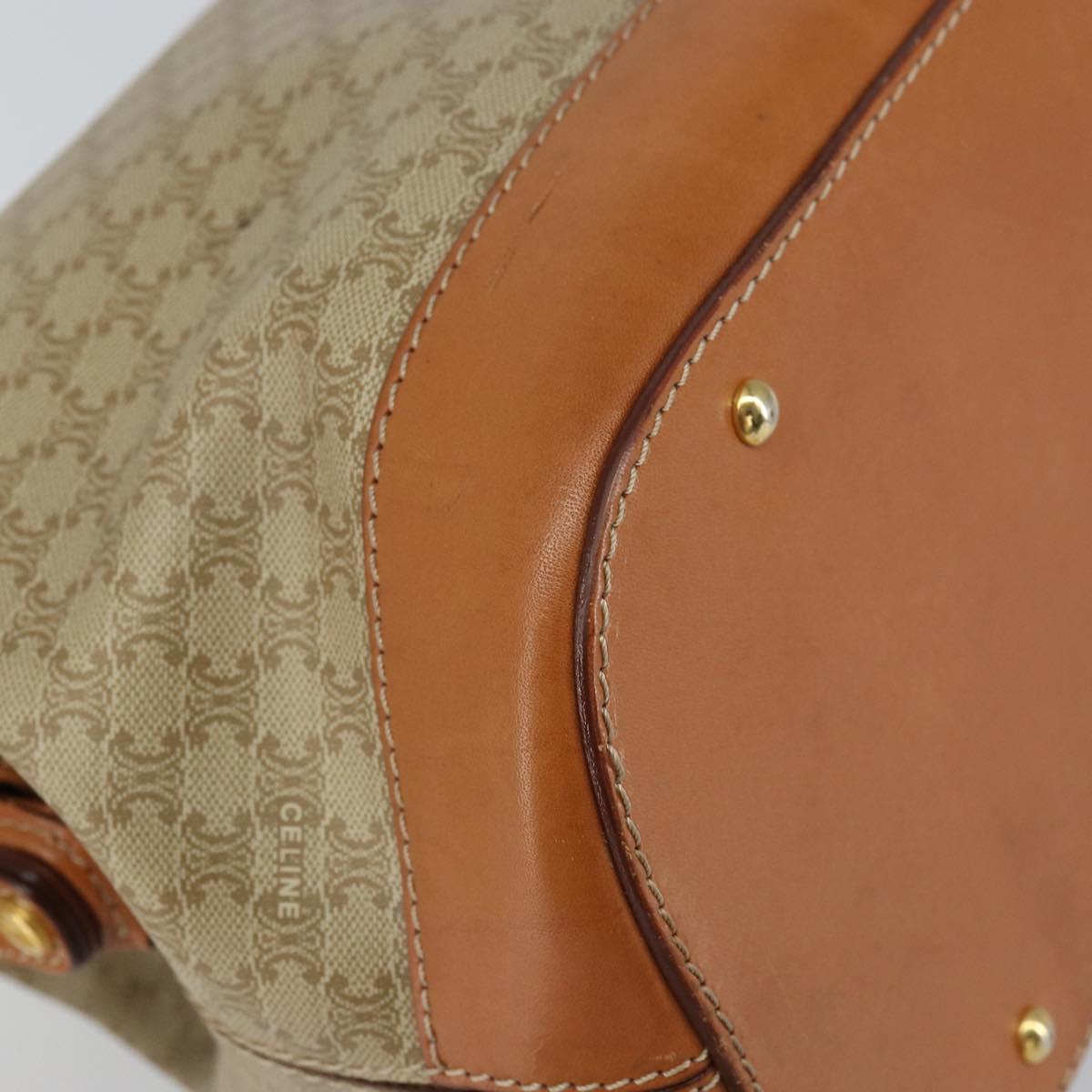 CELINE Macadam Canvas Hand Bag PVC 2way Beige Gold Auth 161061