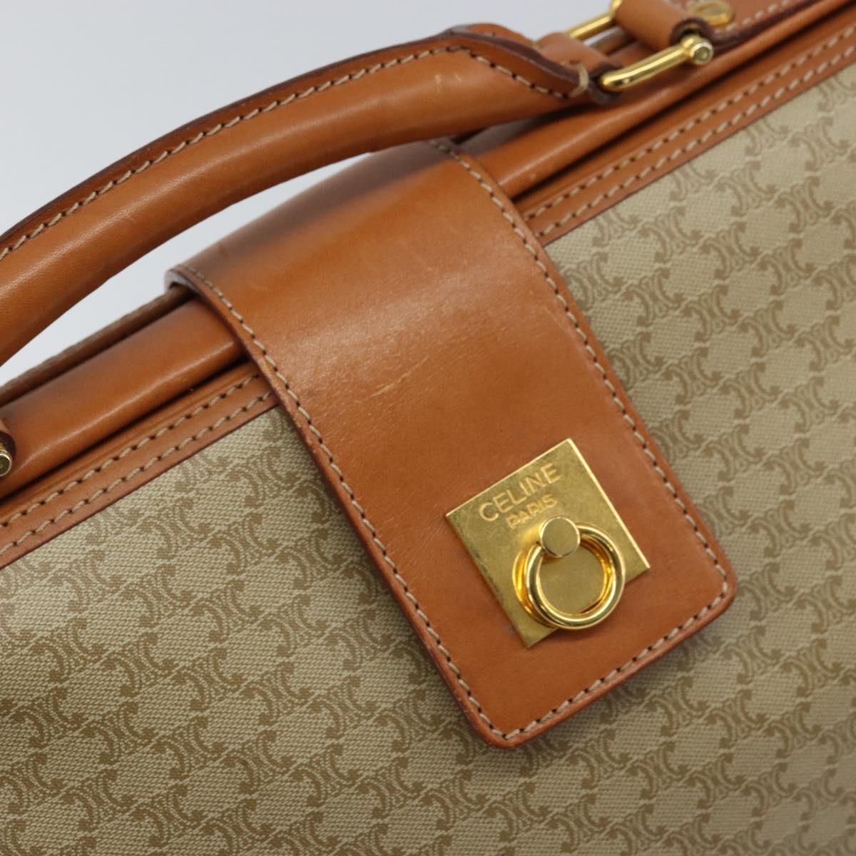 CELINE Macadam Canvas Hand Bag PVC 2way Beige Gold Auth 161061