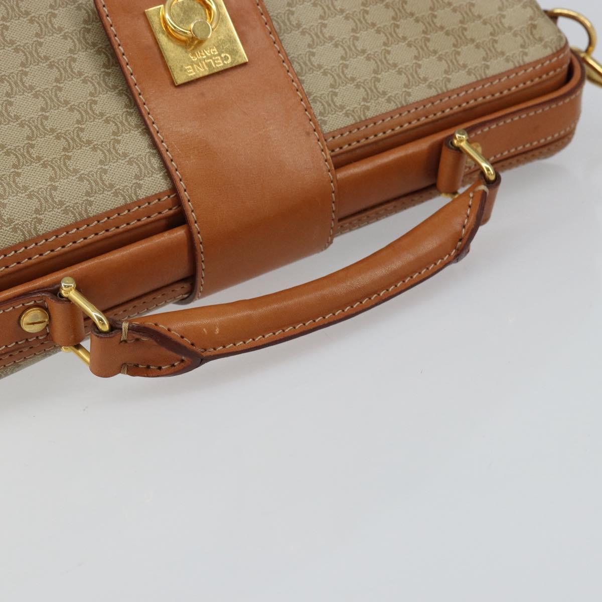 CELINE Macadam Canvas Hand Bag PVC 2way Beige Gold Auth 161061
