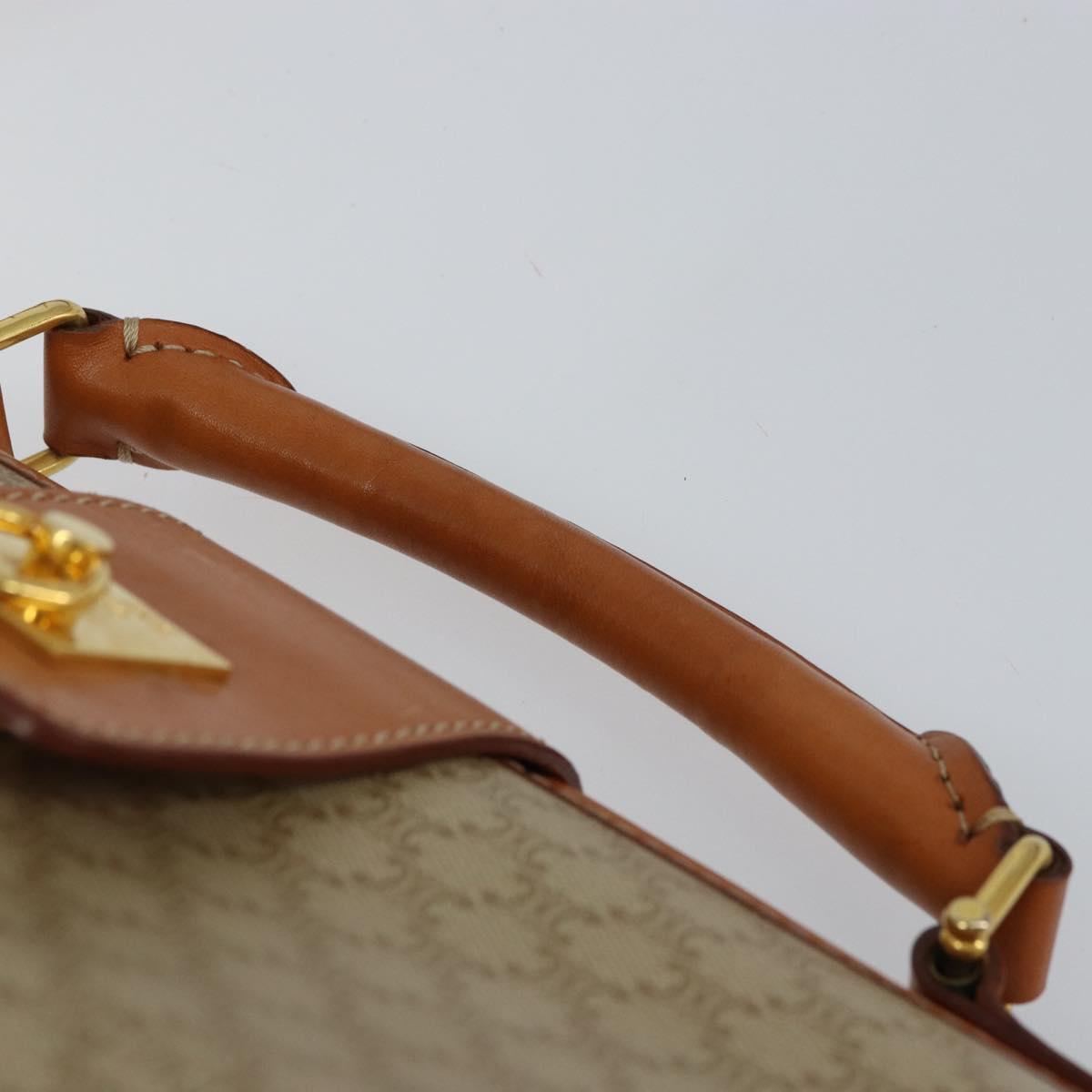 CELINE Macadam Canvas Hand Bag PVC 2way Beige Gold Auth 161061