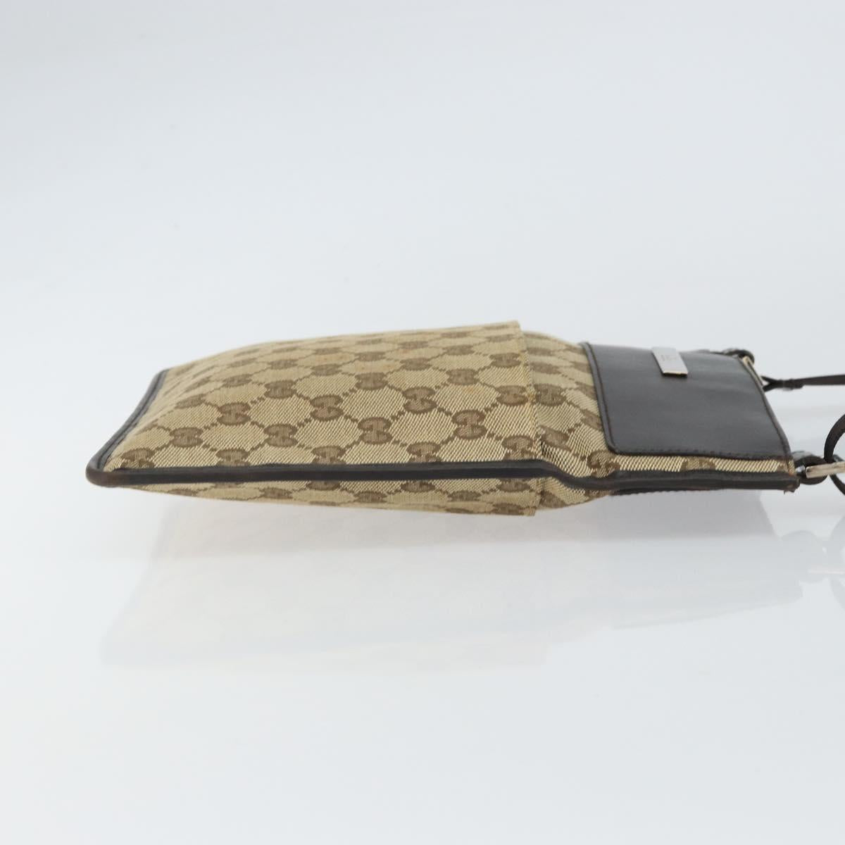 GUCCI GG Canvas Shoulder Bag Beige Silver 019 0348 Auth 161082