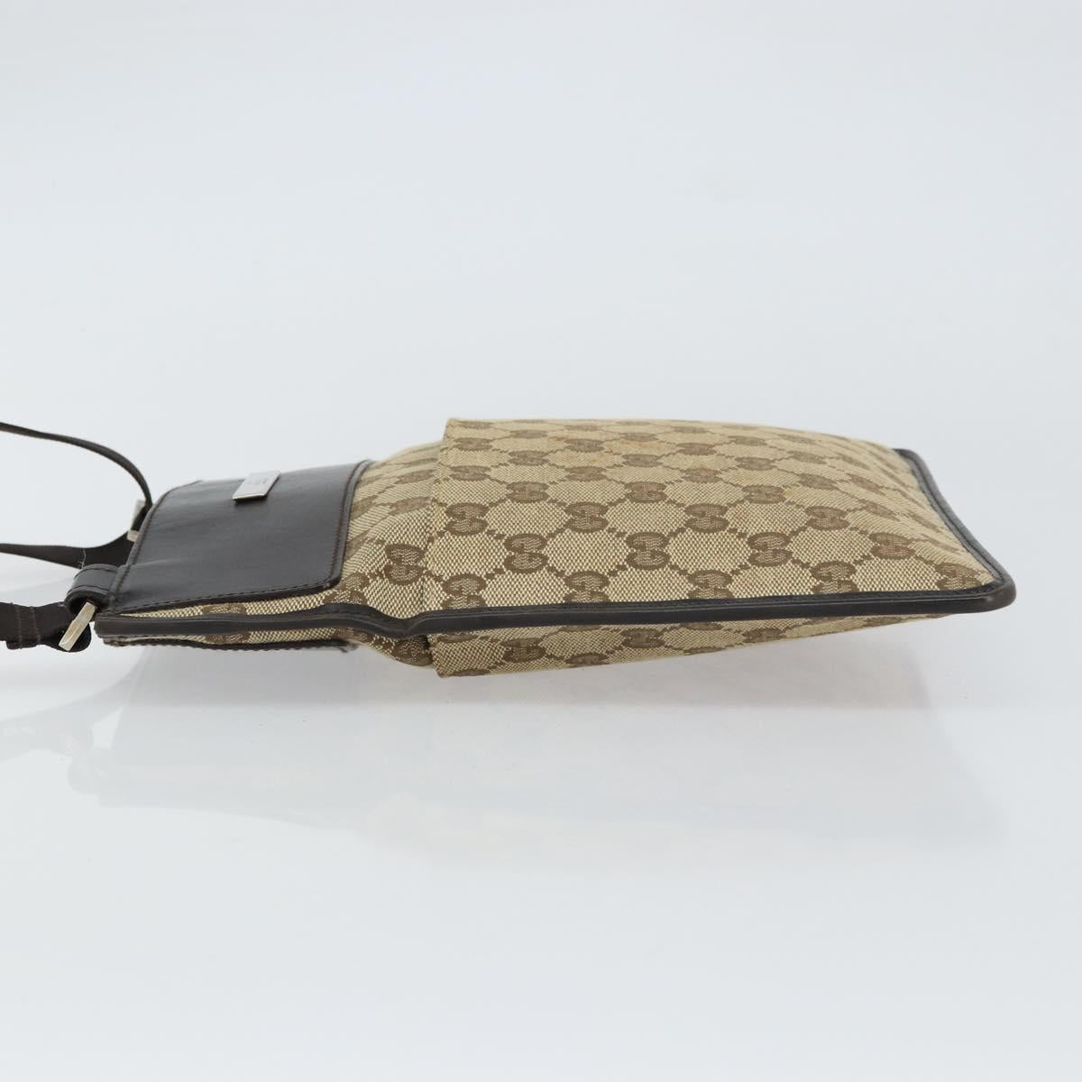 GUCCI GG Canvas Shoulder Bag Beige Silver 019 0348 Auth 161082