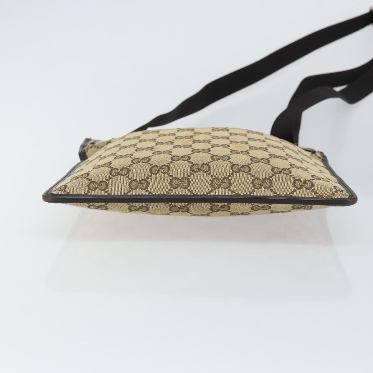 GUCCI GG Canvas Shoulder Bag Beige Silver 019 0348 Auth 161082
