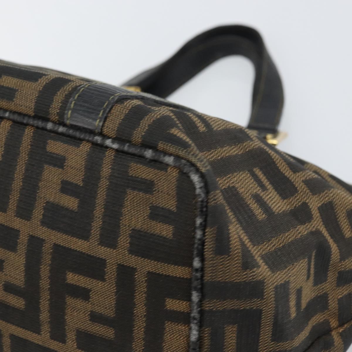 FENDI Zucca Canvas Hand Bag Black Brown Auth 161083