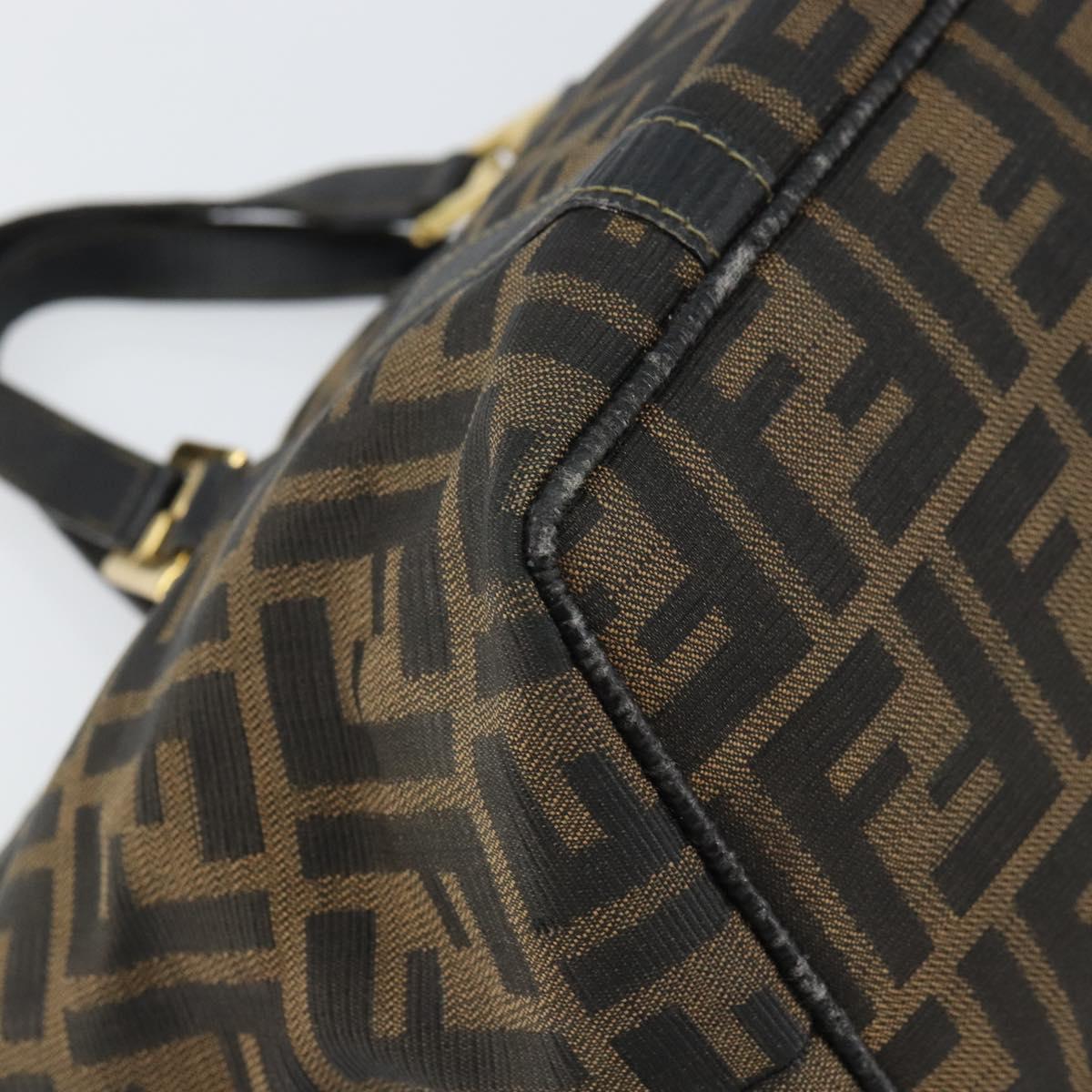 FENDI Zucca Canvas Hand Bag Black Brown Auth 161083