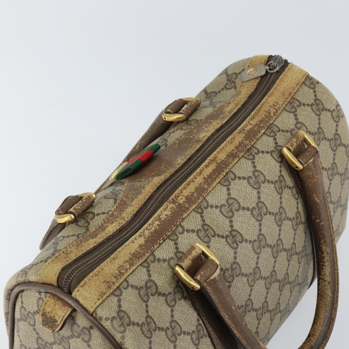 GUCCI GG Supreme Web Sherry Line Boston Bag PVC Beige Gold 40 02 006 Auth 161096