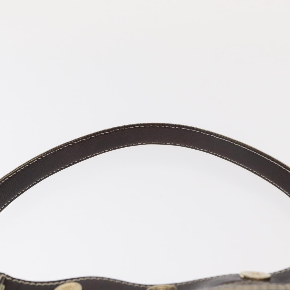 CELINE Shoulder Bag Leather Dark Brown Gold Auth 161102