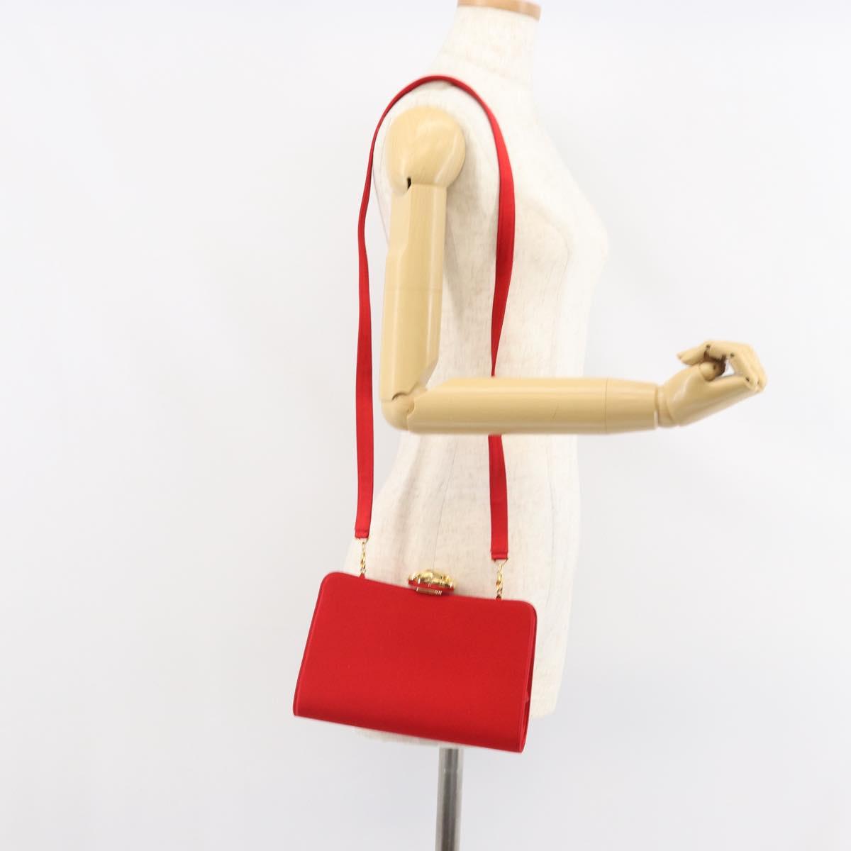 GUCCI Shoulder Bag Satin Red Gold 005 406 0284 Auth 161107V