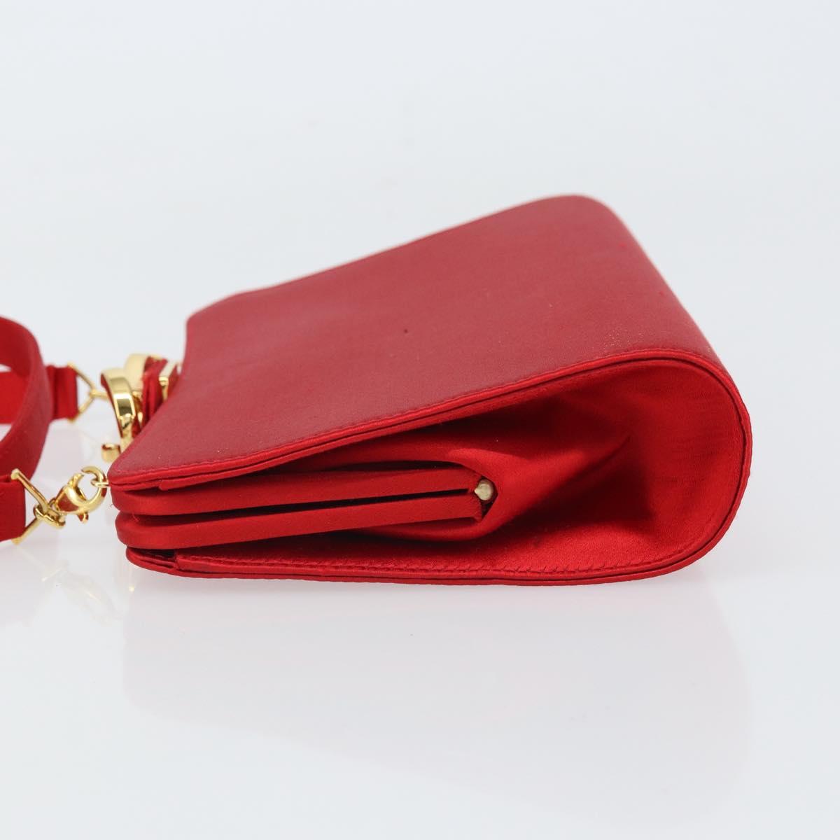 GUCCI Shoulder Bag Satin Red Gold 005 406 0284 Auth 161107V