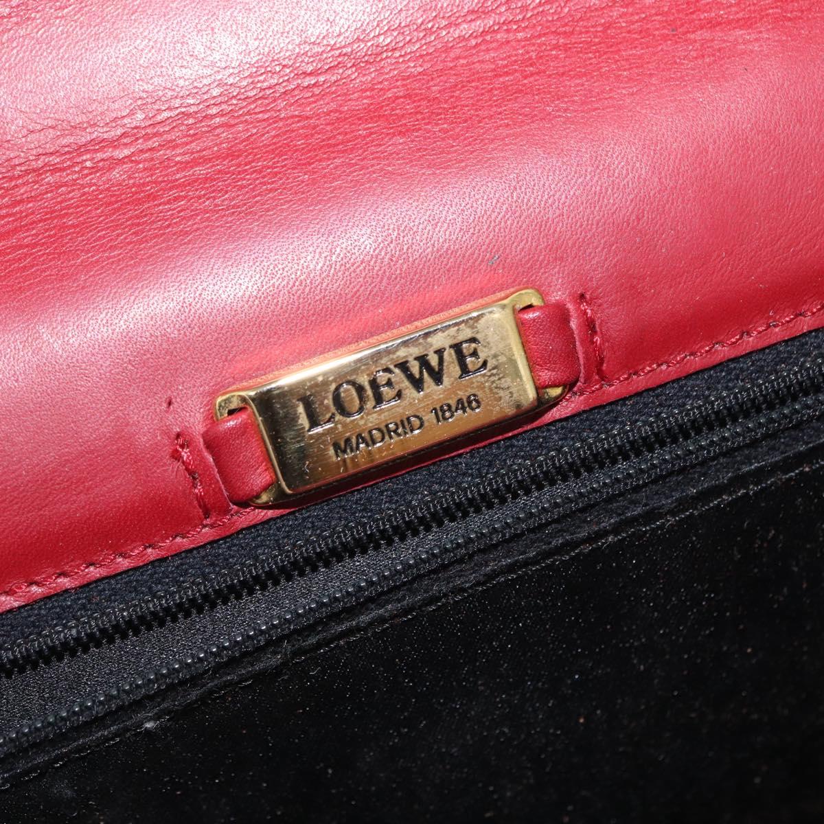 LOEWE Shoulder Bag Velor Red Gold Auth 161108