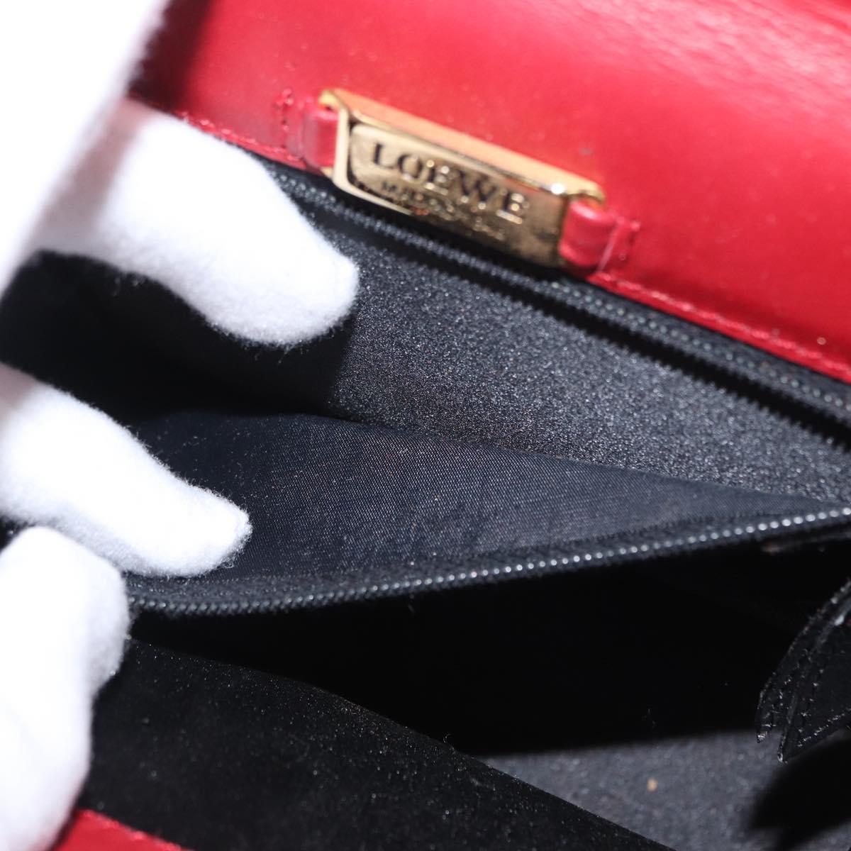 LOEWE Shoulder Bag Velor Red Gold Auth 161108