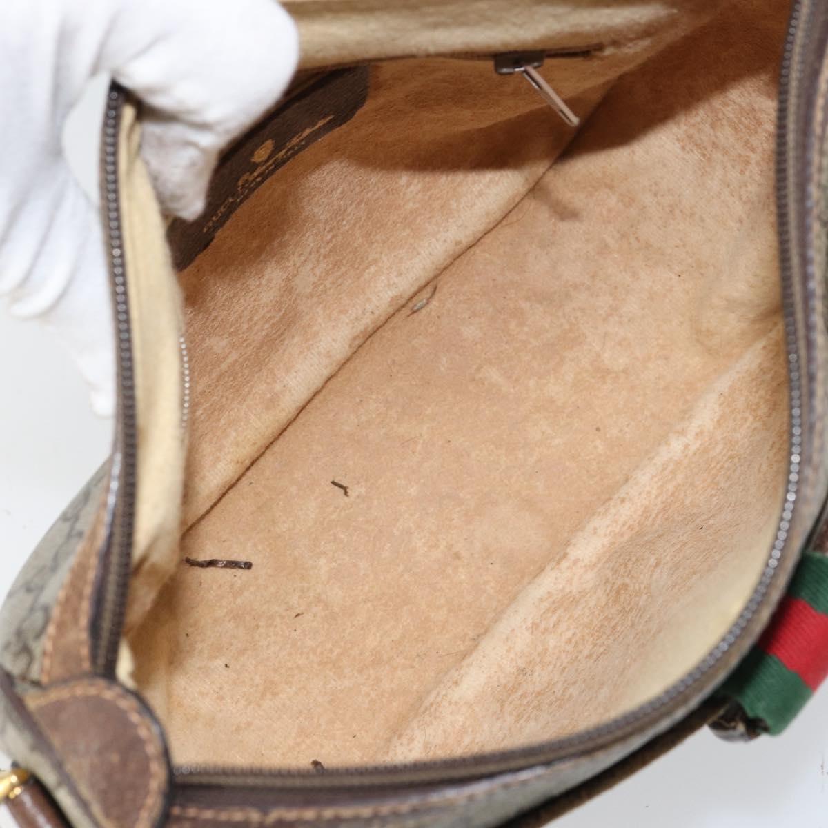 GUCCI GG Supreme Web Sherry Line Bag PVC Beige Gold 89 02 032 Auth 161109