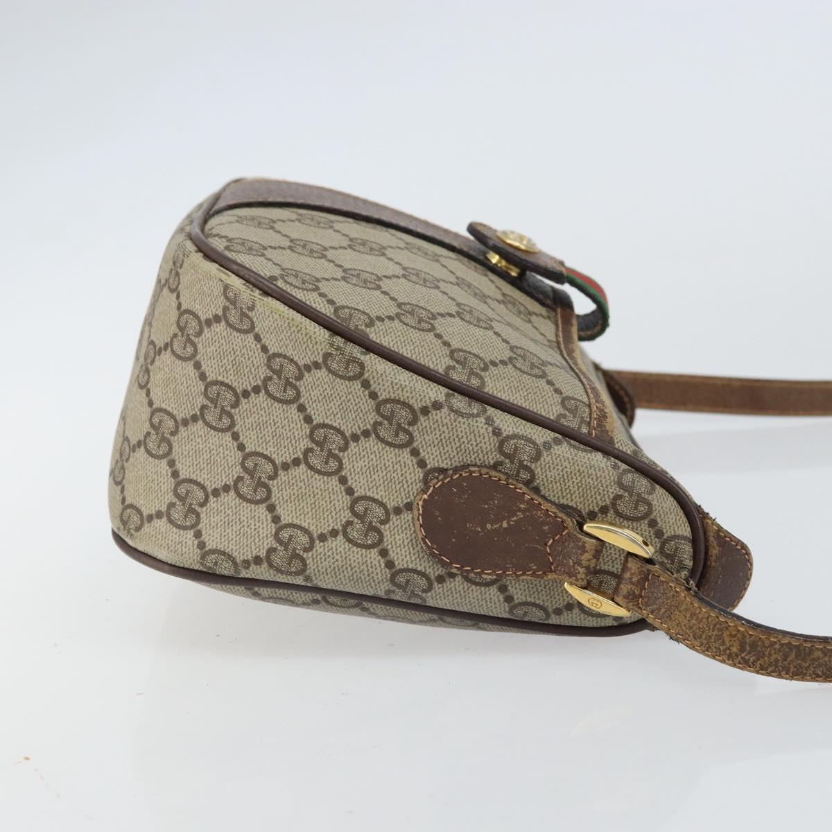 GUCCI GG Supreme Web Sherry Line Bag PVC Beige Gold 89 02 032 Auth 161109