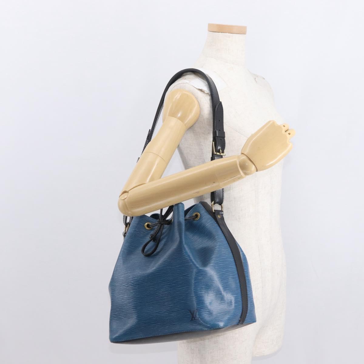 LOUIS VUITTON Epi Petit Noe Shoulder Bag Bicolor Black Blue M44152 Auth 161112