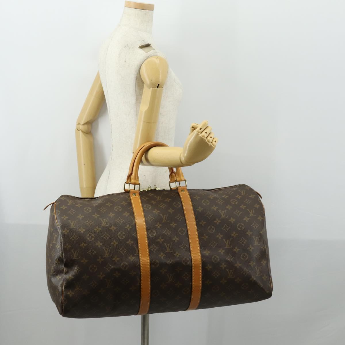LOUIS VUITTON Monogram Keepall 55 Boston Bag M41424 LV Auth 161113