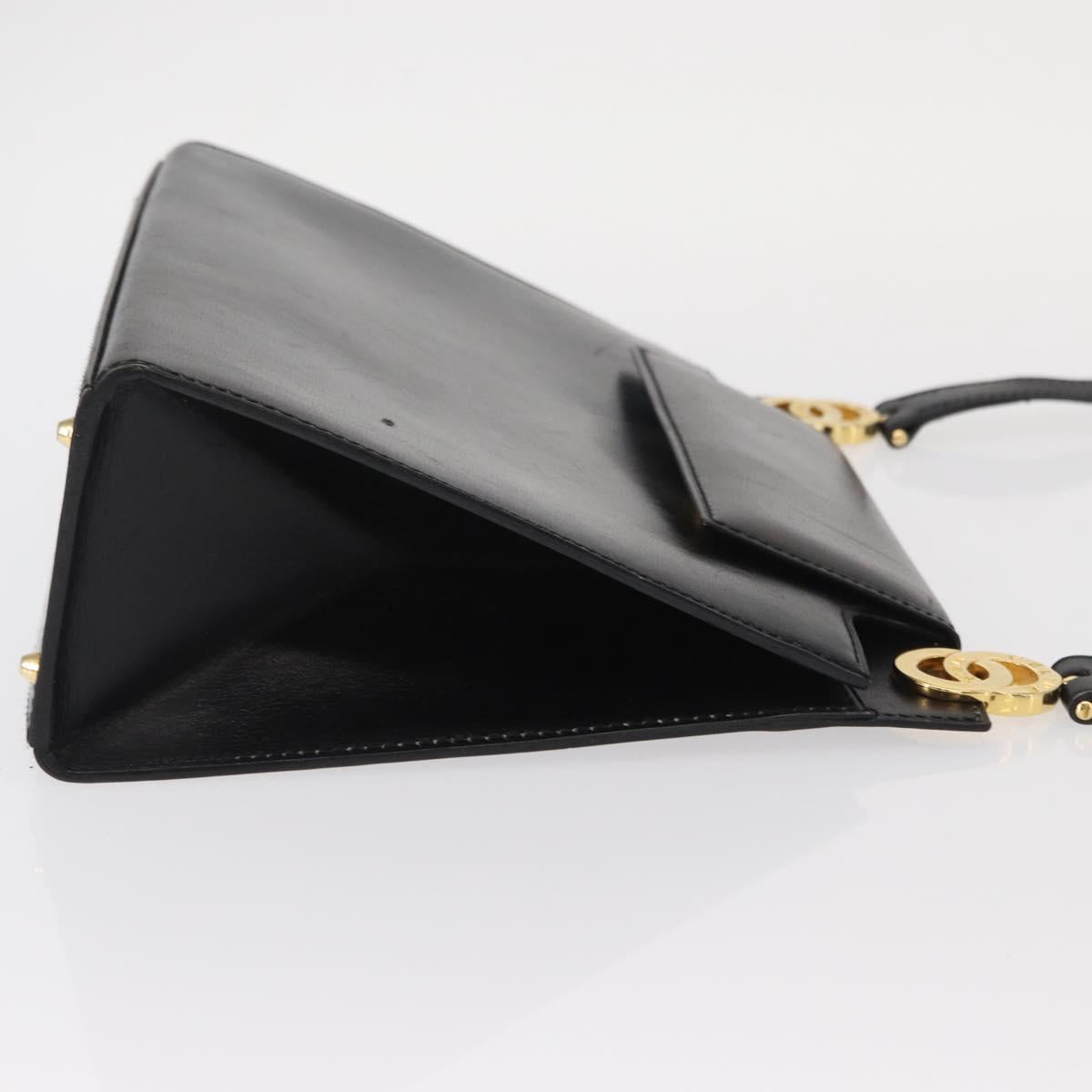 CELINE Circle Shoulder Bag Leather Black Gold Auth 161116