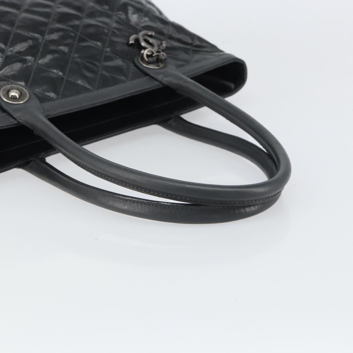 CHANEL Matelasse Tote Bag PVC Canvas Black CC Auth 161119
