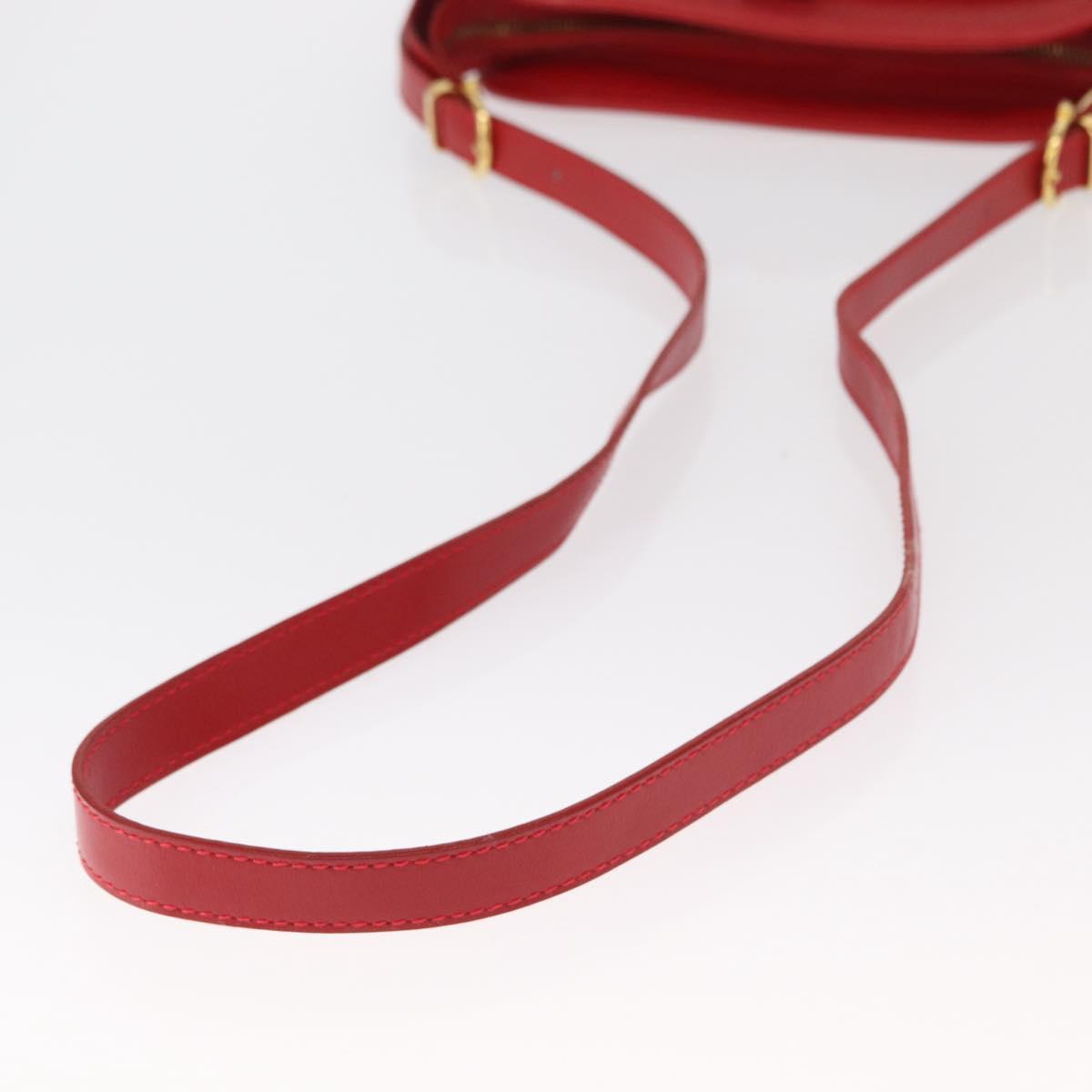 CELINE Shoulder Bag Leather Red Gold Auth 161123