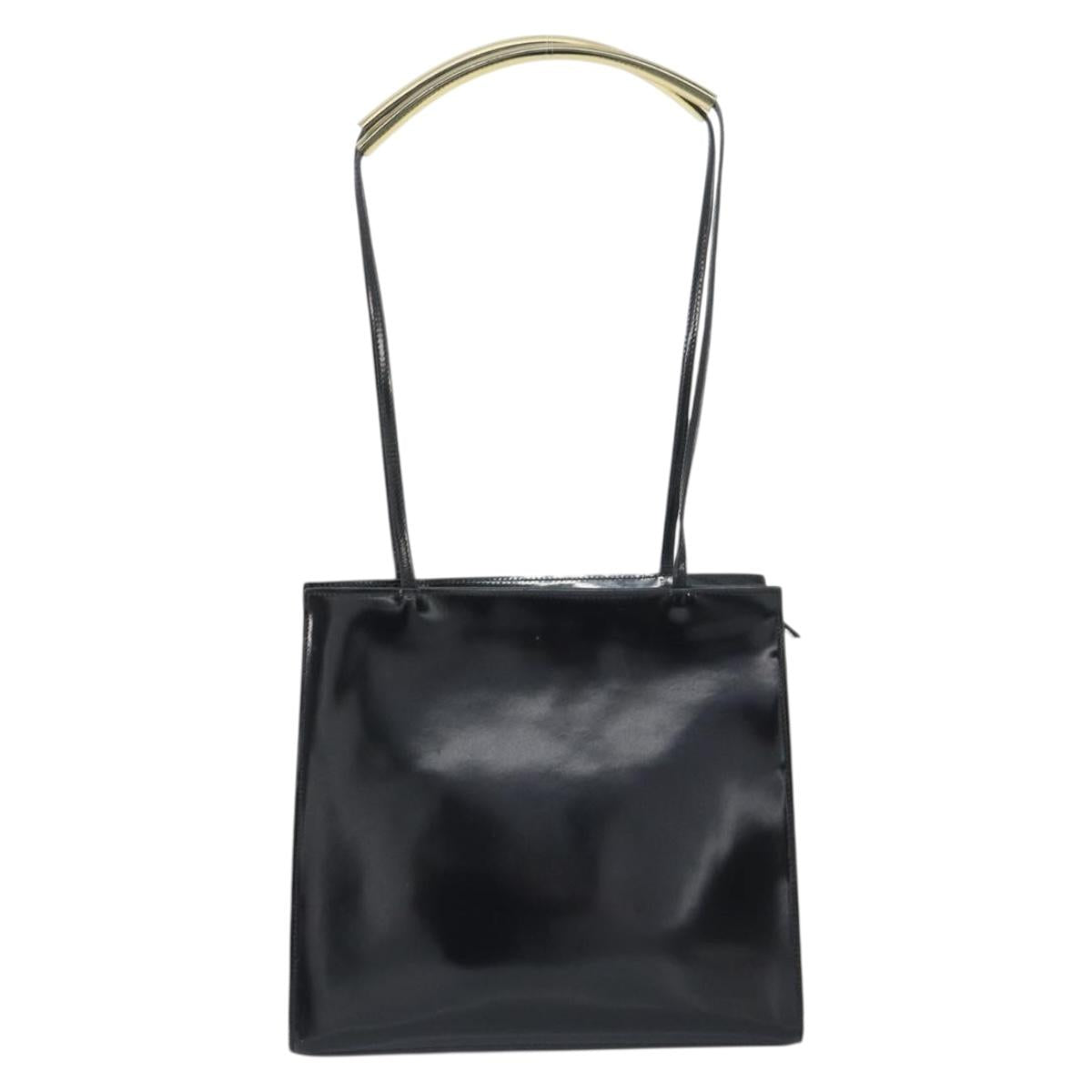 Salvatore Ferragamo Tote Bag Enamel Black Auth 161124