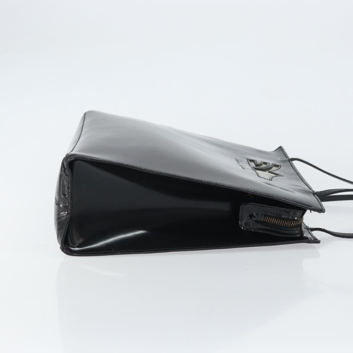 Salvatore Ferragamo Tote Bag Enamel Black Auth 161124