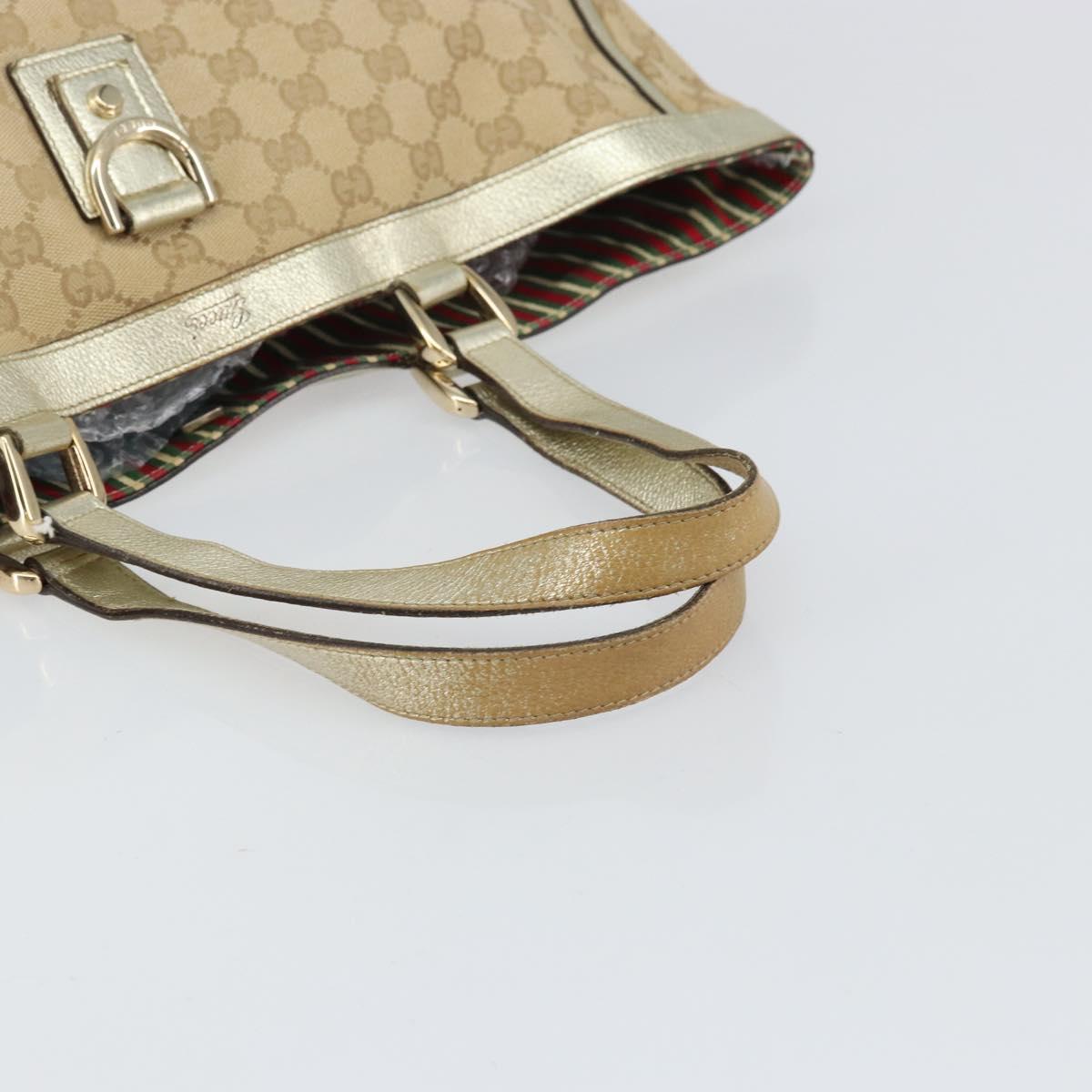 GUCCI GG Canvas Tote Bag Beige Gold 141472 Auth 161125