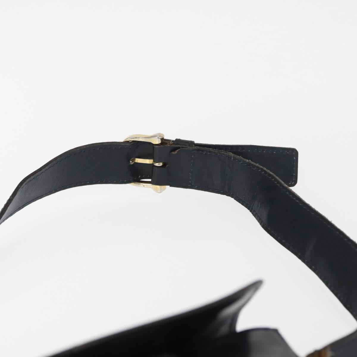 CELINE C Sulky Shoulder Bag Canvas Navy Gold Auth 161128