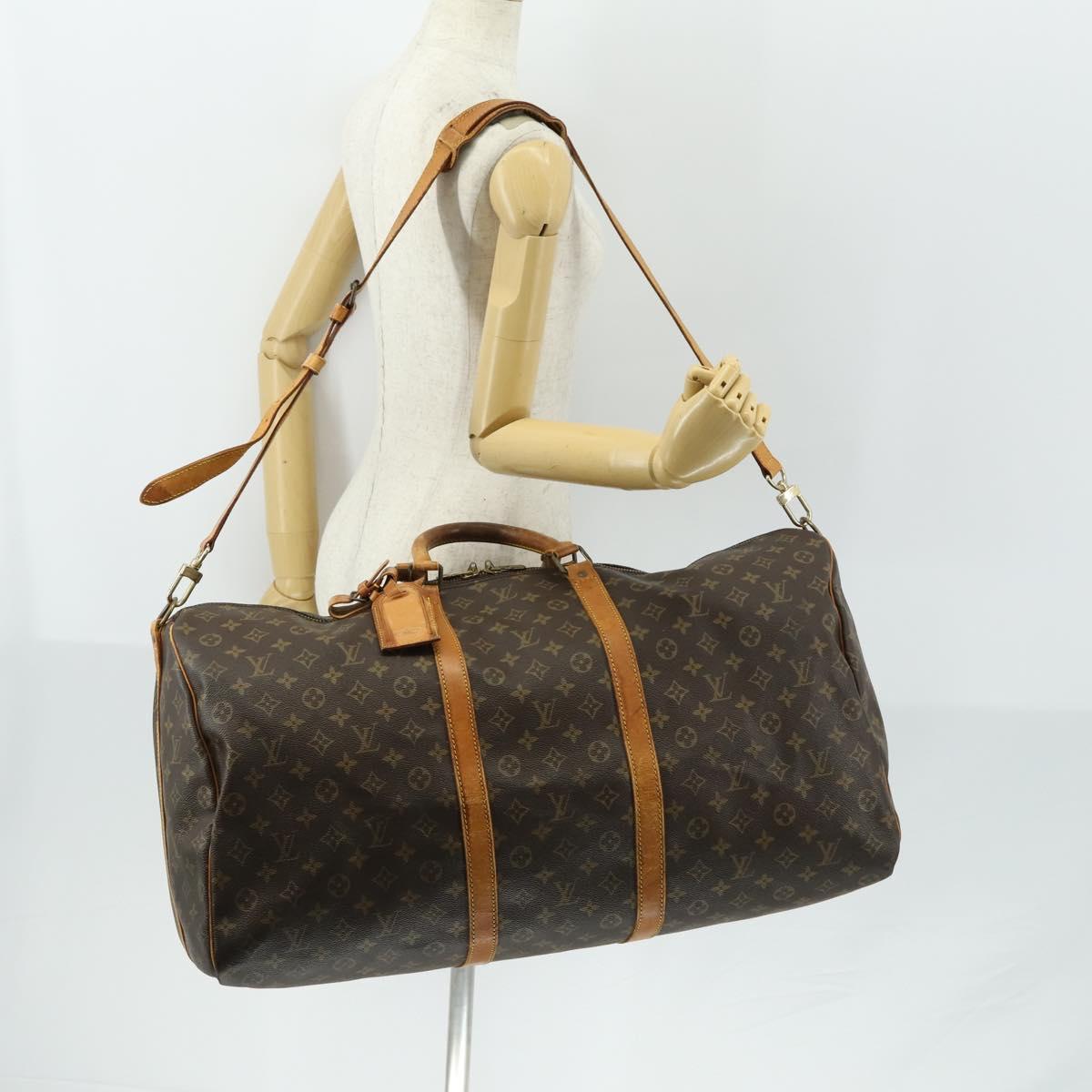 LOUIS VUITTON Monogram Keepall Bandouliere 60 Boston Bag M41412 LV Auth 161133