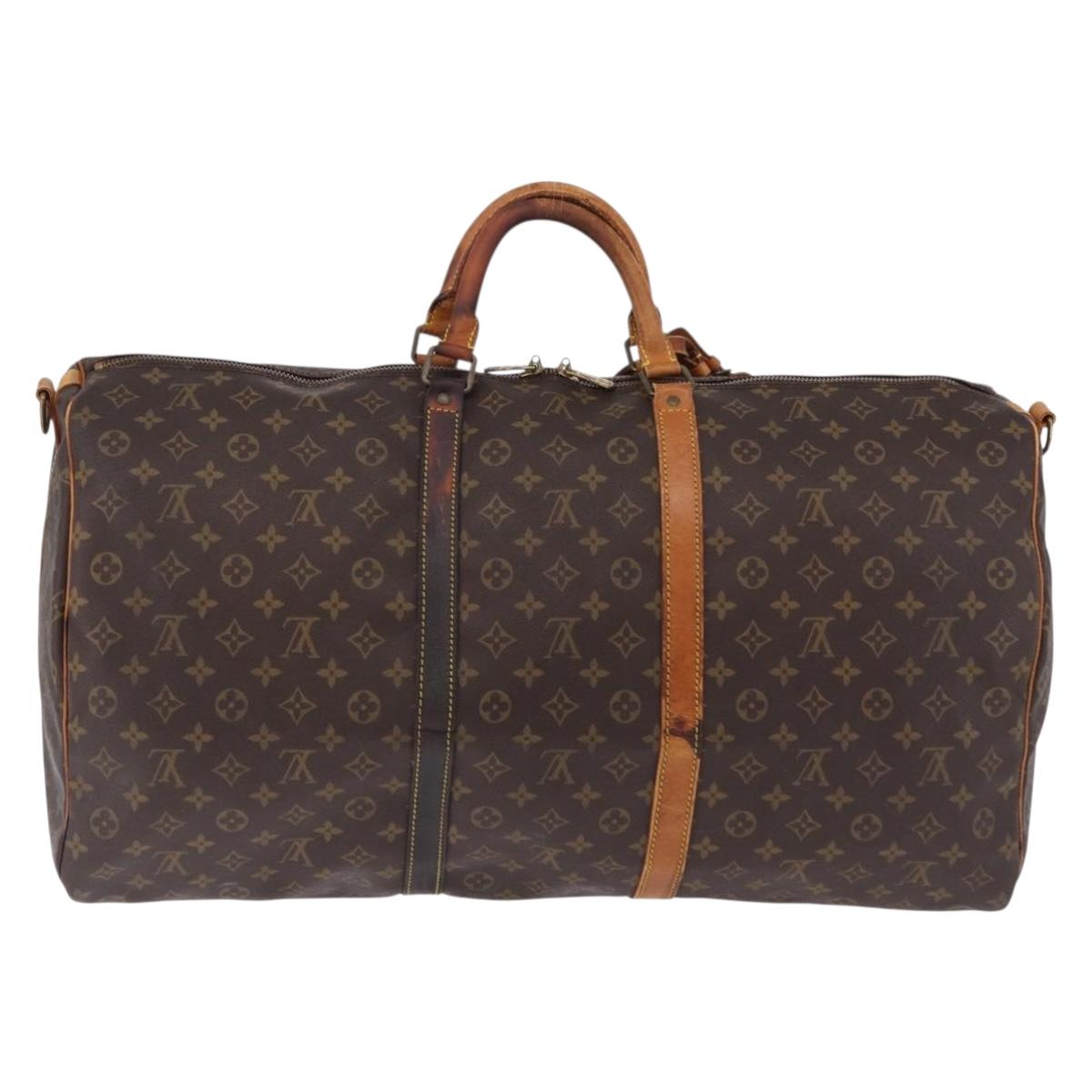 LOUIS VUITTON Monogram Keepall Bandouliere 60 Boston Bag M41412 LV Auth 161133