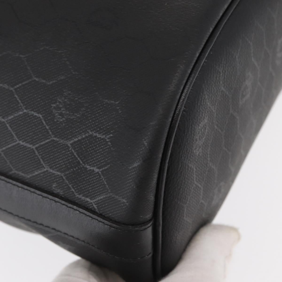 Christian Dior Honeycomb Canvas Shoulder Bag PVC Black Gold Auth 161139