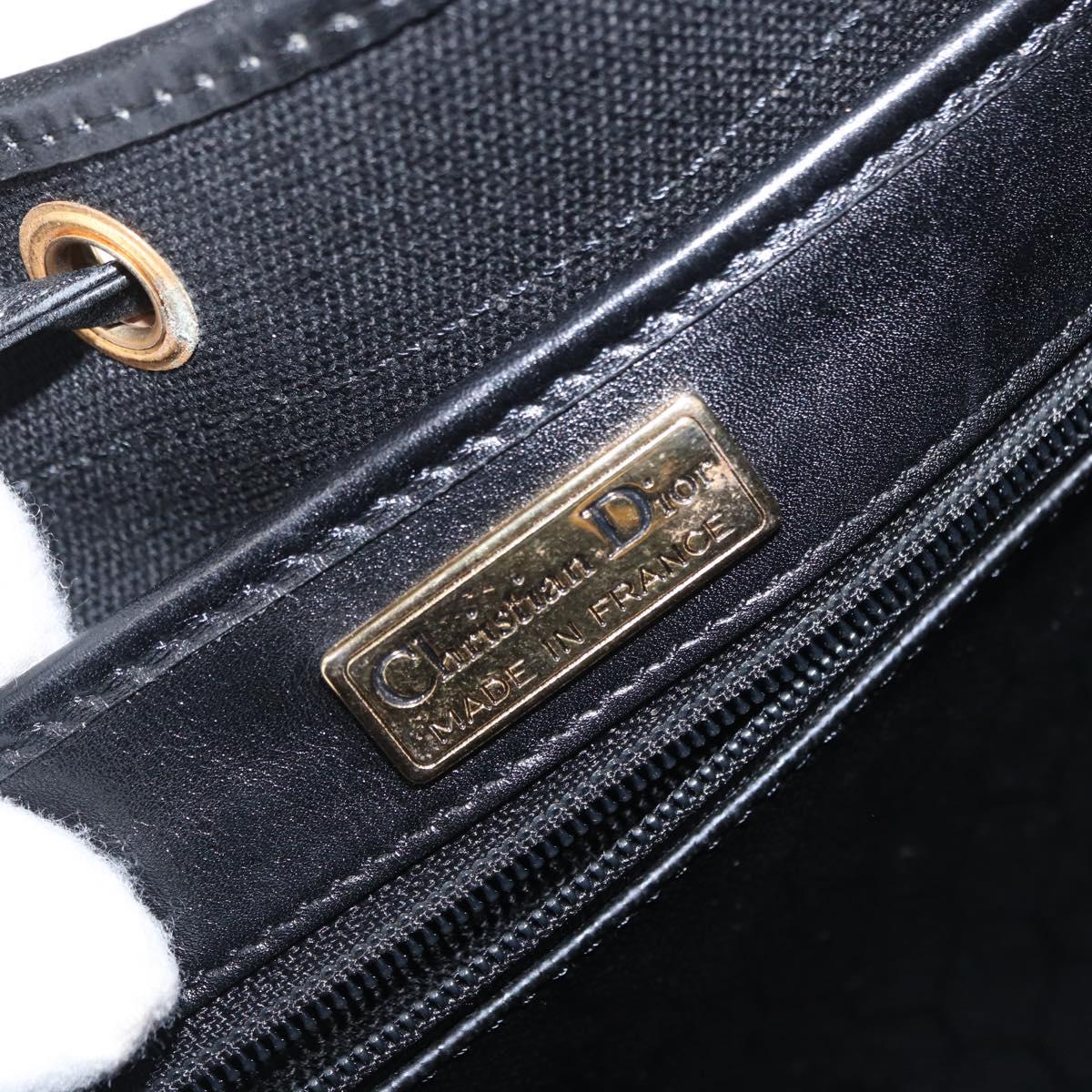 Christian Dior Honeycomb Canvas Shoulder Bag PVC Black Gold Auth 161139