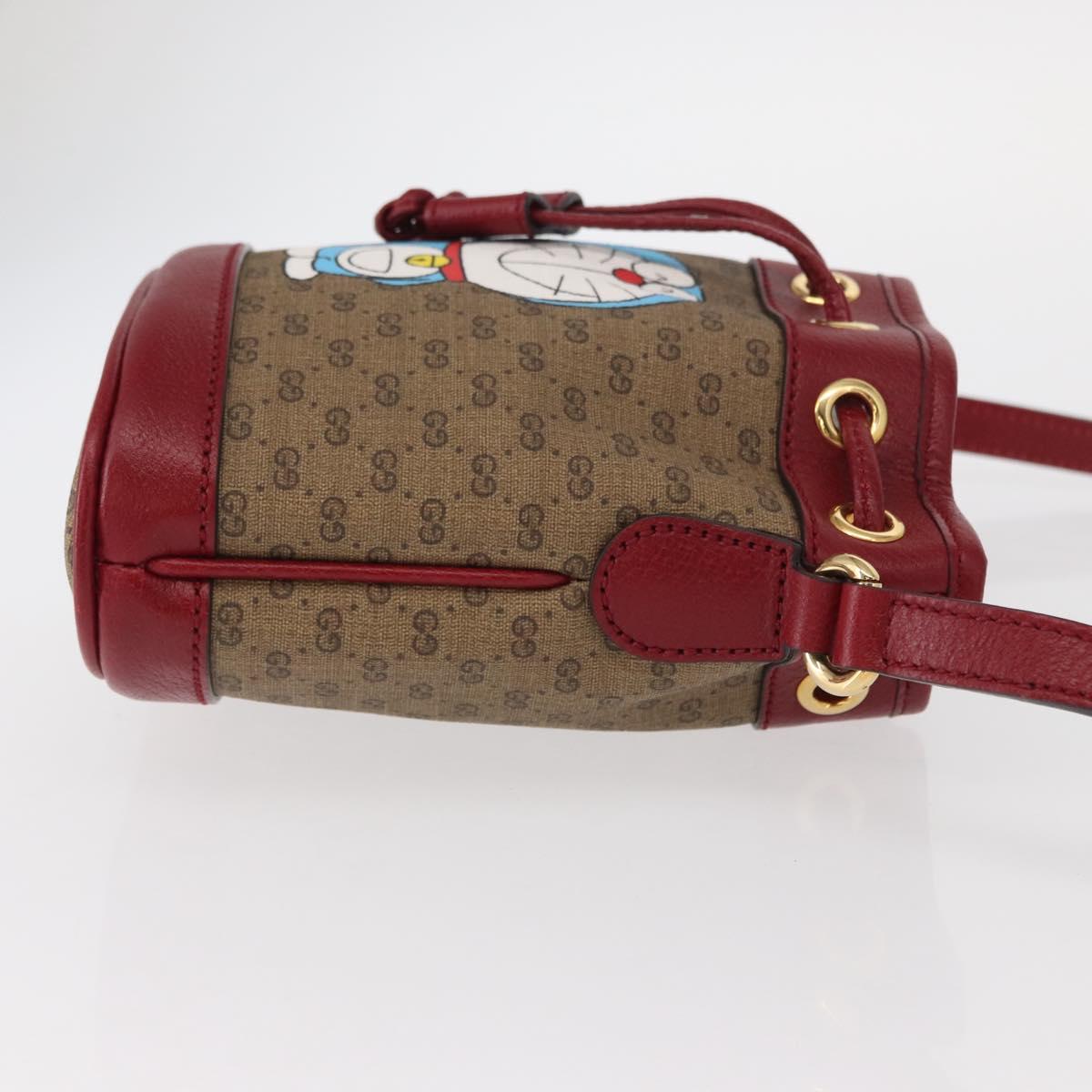 GUCCI Micro GG Supreme Doraemon Shoulder Bag PVC Beige Gold 647801 Auth 161141SM