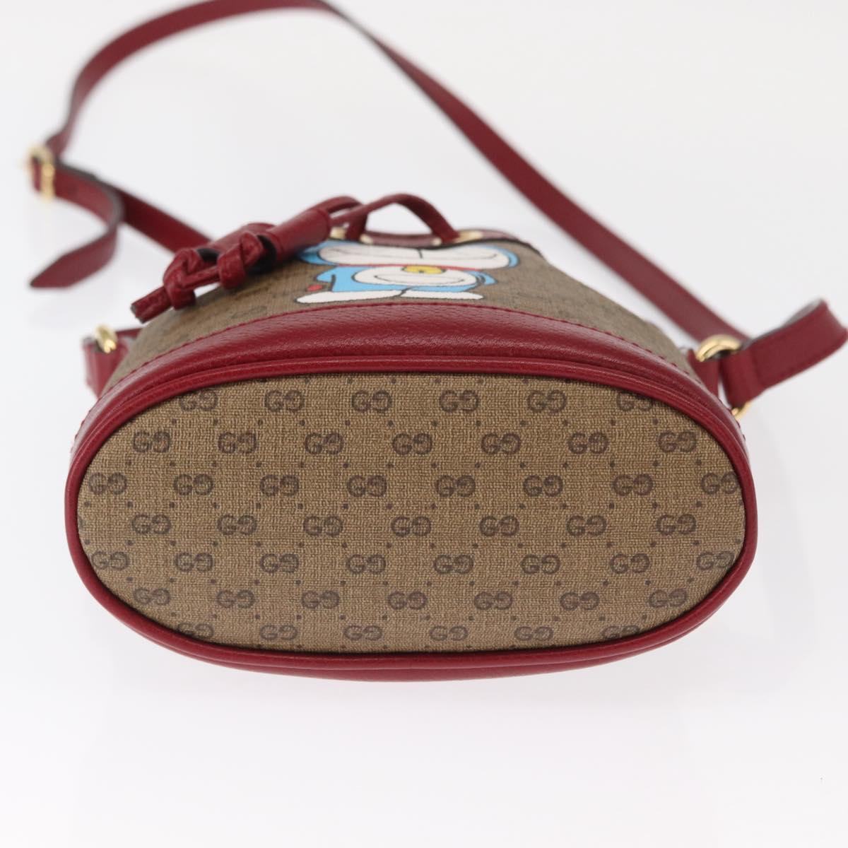 GUCCI Micro GG Supreme Doraemon Shoulder Bag PVC Beige Gold 647801 Auth 161141SM