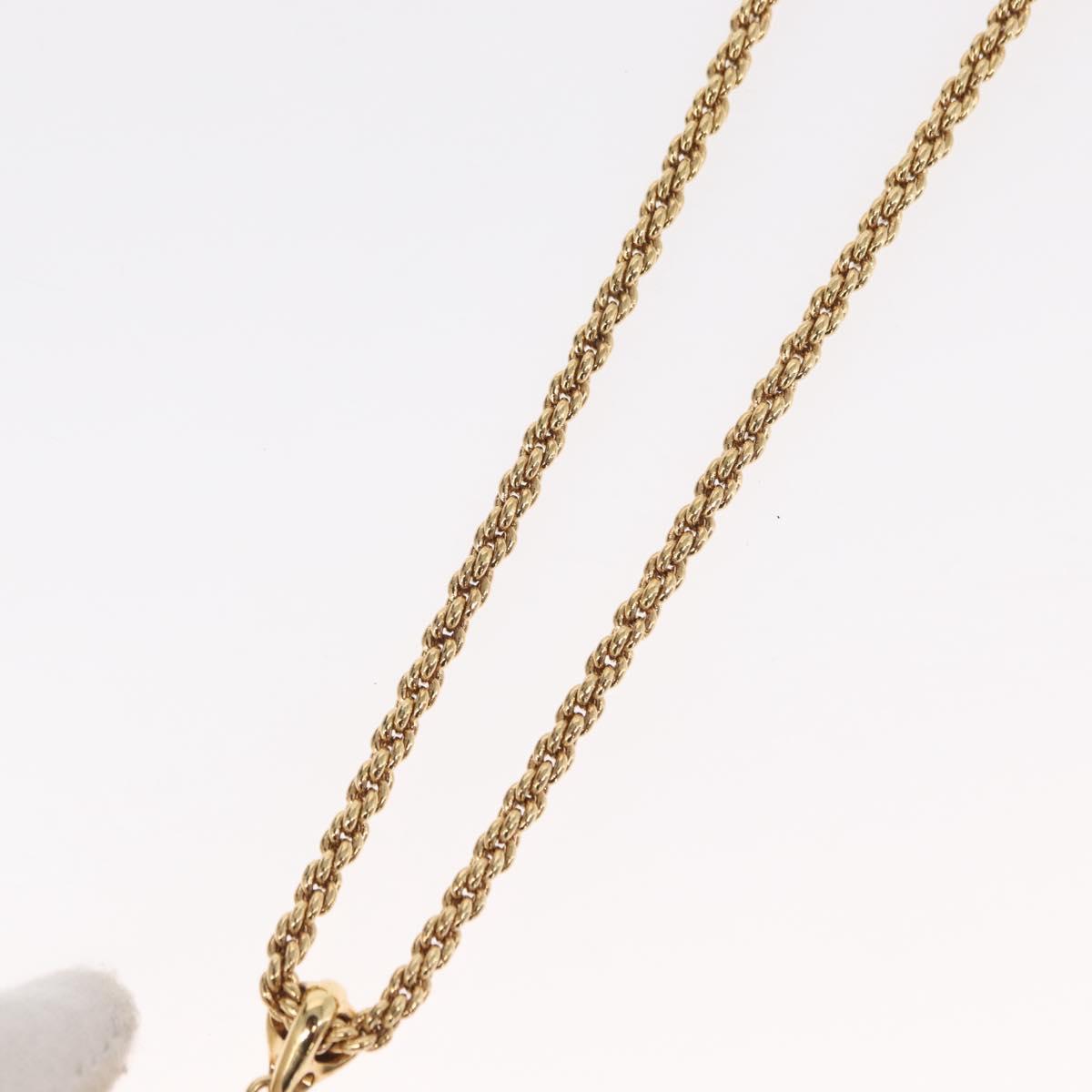Christian Dior Pearl Emblem Necklace metal Gold Tone Auth 161155V