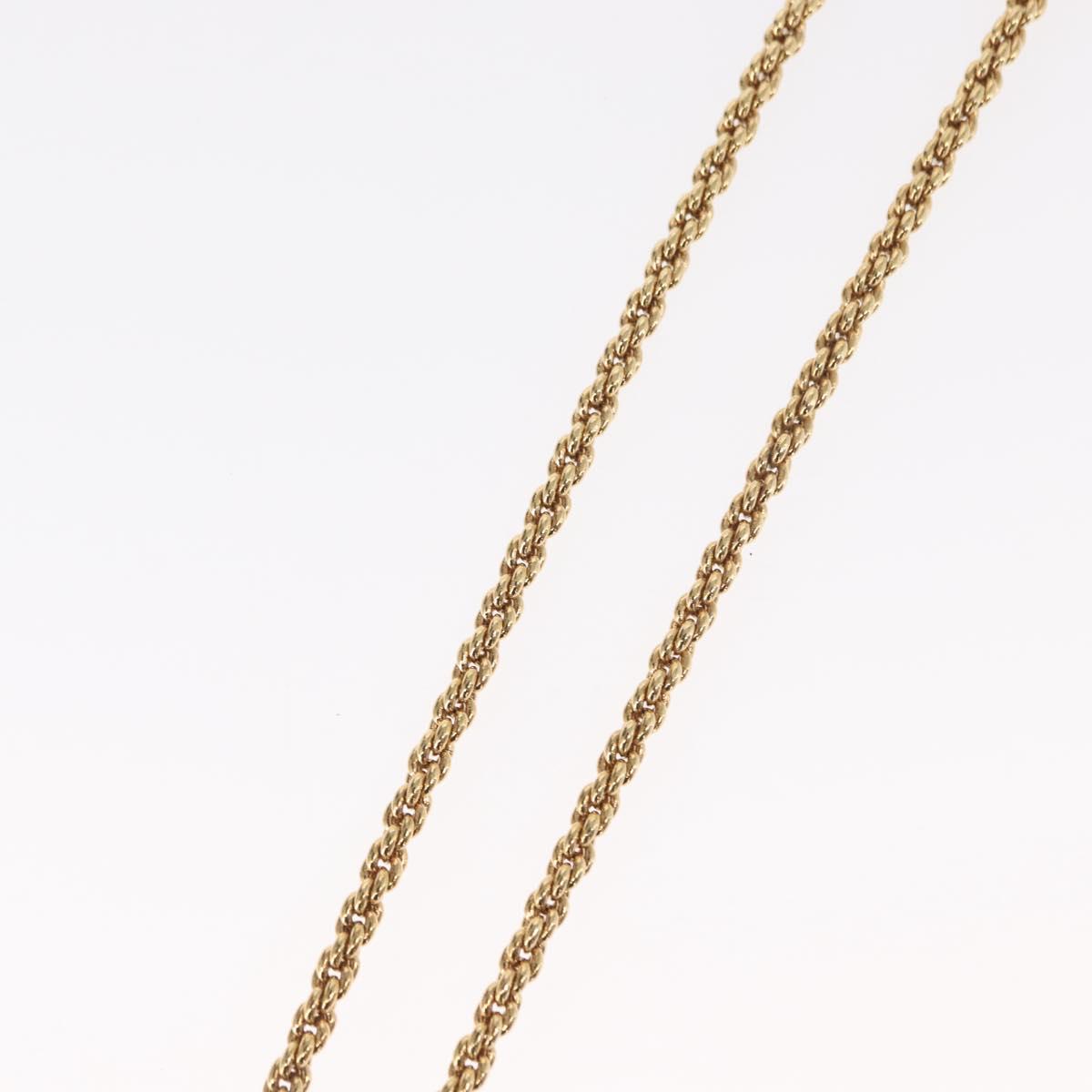 Christian Dior Pearl Emblem Necklace metal Gold Tone Auth 161155V