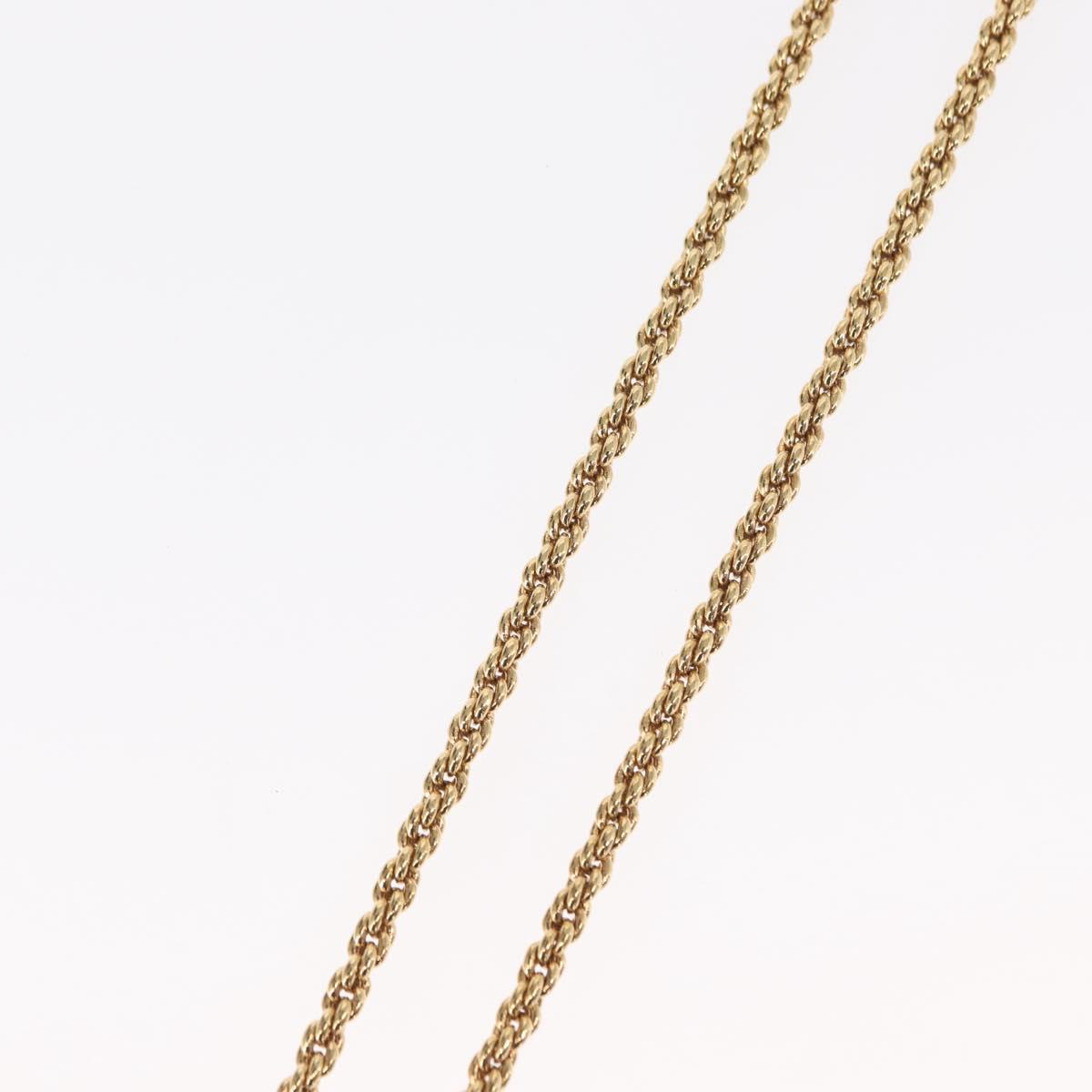 Christian Dior Pearl Emblem Necklace metal Gold Tone Auth 161155V