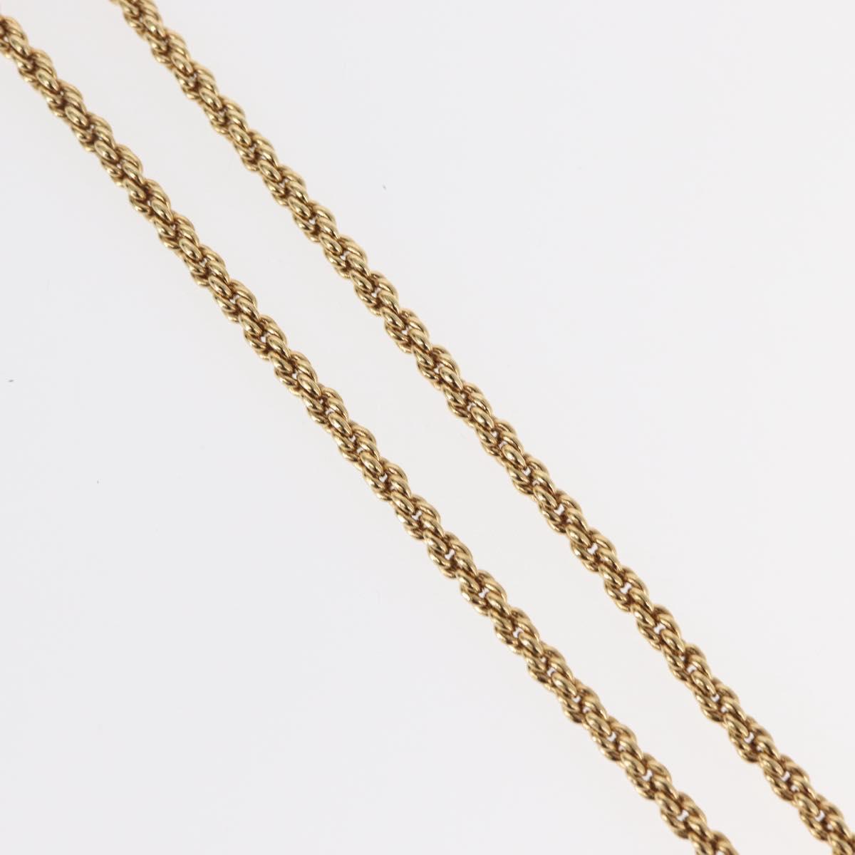 Christian Dior Pearl Emblem Necklace metal Gold Tone Auth 161155V