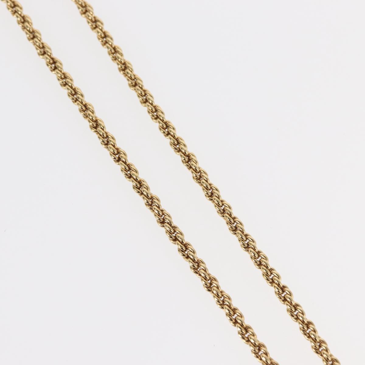 Christian Dior Pearl Emblem Necklace metal Gold Tone Auth 161155V