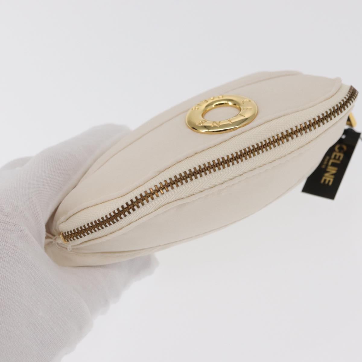 CELINE Circle Pouch Nylon Handkerchief Set White Gold Auth 161157