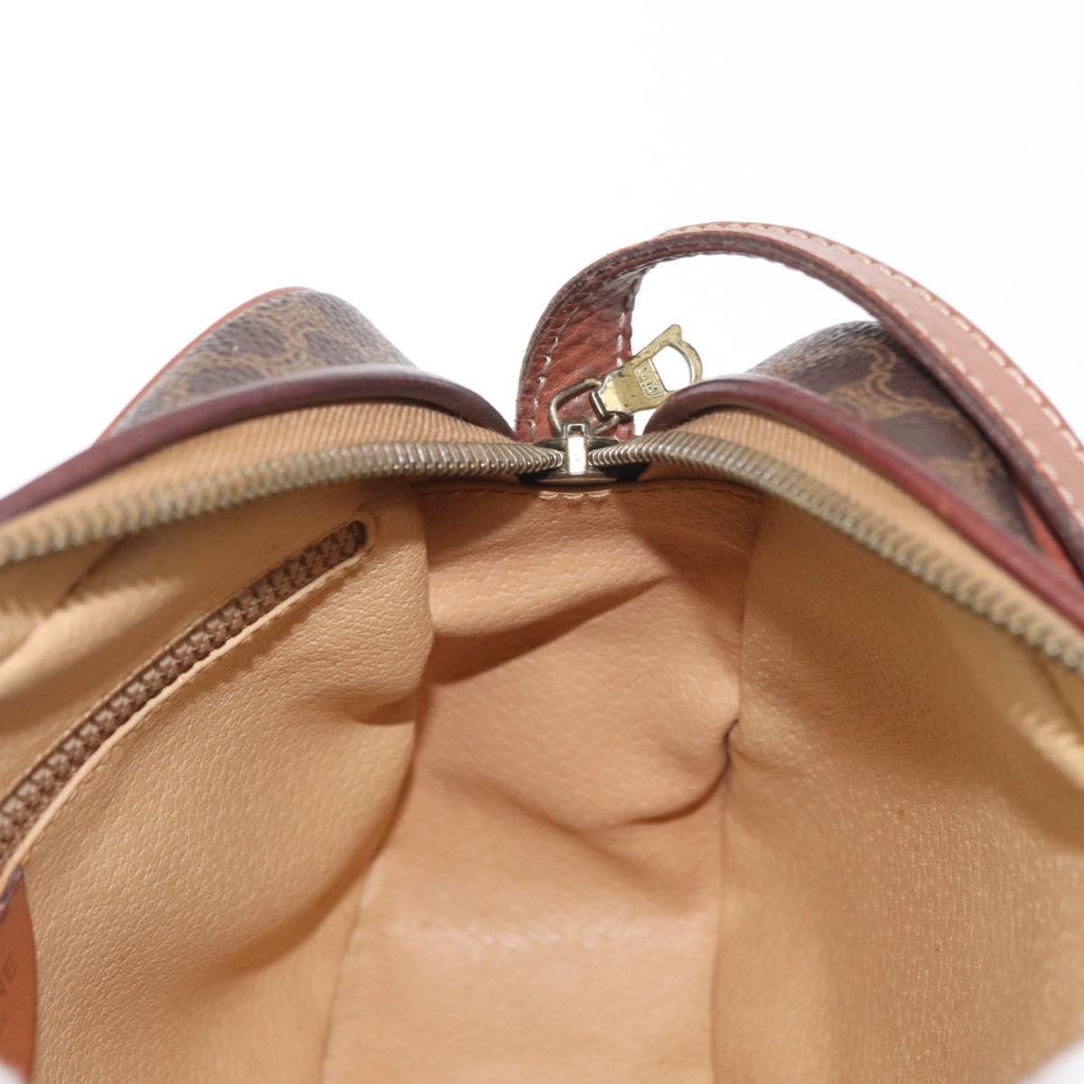 CELINE Macadam Canvas Shoulder Bag PVC Leather Brown Gold Auth 161163