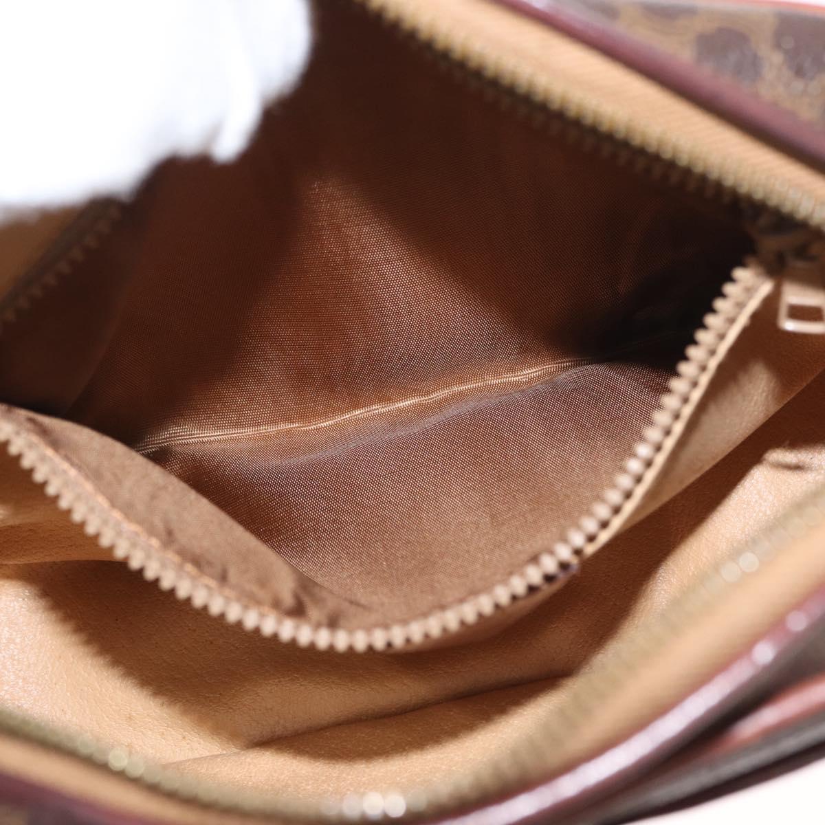CELINE Macadam Canvas Shoulder Bag PVC Leather Brown Gold Auth 161163