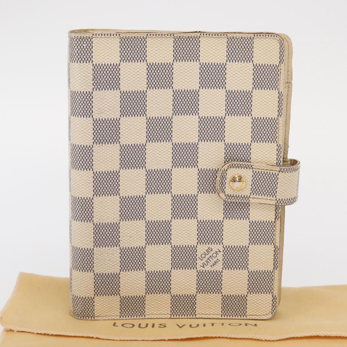 LOUIS VUITTON Damier Azur Agenda MM Day Planner Cover R20707 LV Auth 161167