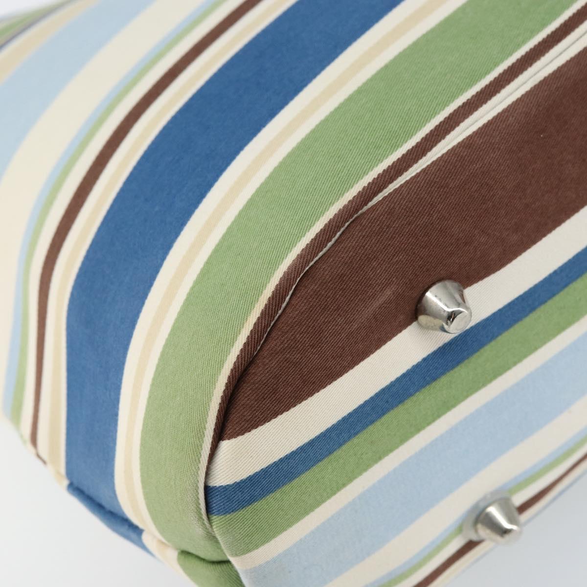 BURBERRY Tote Bag Canvas Blue Silver Auth 161168
