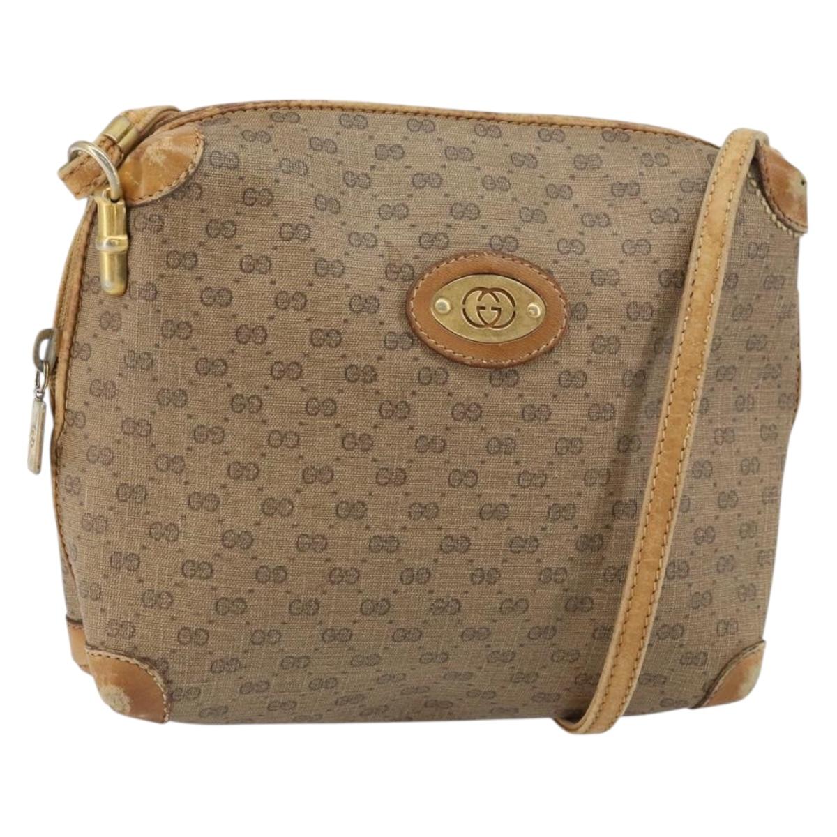 GUCCI Micro GG Supreme Shoulder Bag PVC Brown Gold 007 104 4916 Auth 161176