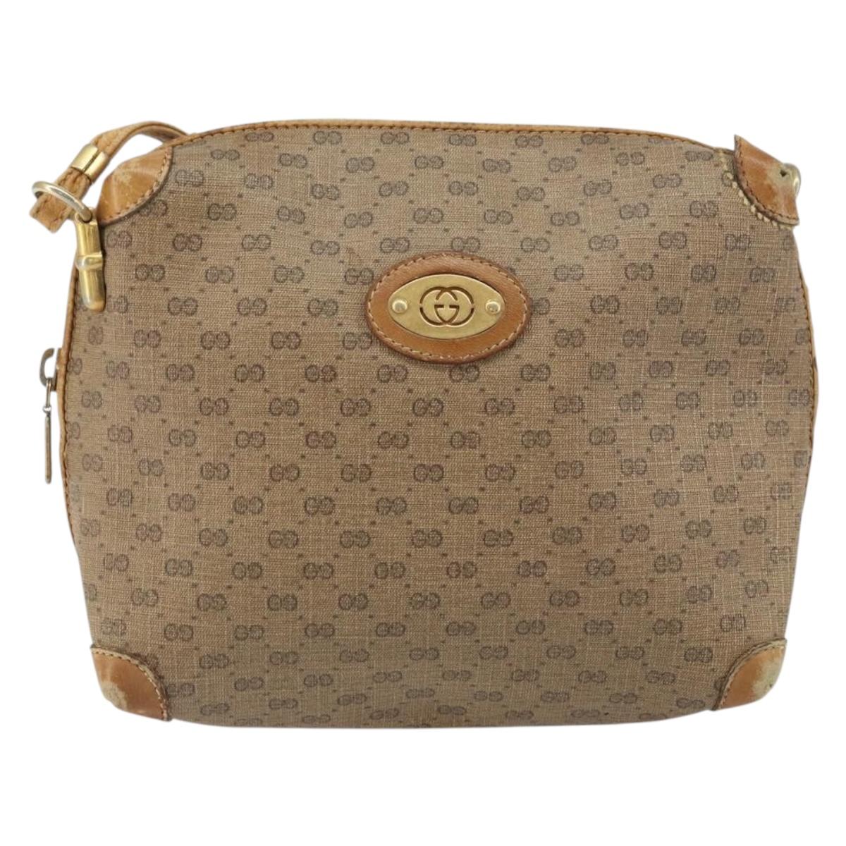 GUCCI Micro GG Supreme Shoulder Bag PVC Brown Gold 007 104 4916 Auth 161176