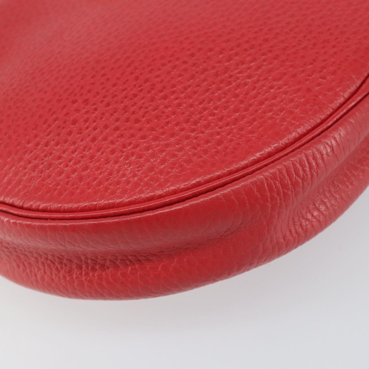 Christian Dior Shoulder Bag Leather Red Gold Auth 161188